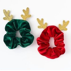 Paper Source Red/Green Reindeer Scrunchies